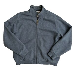 LL Bean Sweatshirt Mens Medium Gray Katahdin Iron Works Full Zip Sherpa Lined
